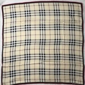 Vtg BURBERRY Scarf Handkerchief Nova Check Beige 21.5"
